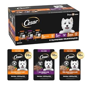 Cesar Filets in Gravy Moist Canine Meals Filet Mignon Taste, Rotisserie Rooster Taste, and Wooden-Grilled Rooster Taste Selection Pack, 1.76 oz. Mini-Pouches, 40 Pack Cesar Filets in Gravy Moist Canine Meals Filet Mignon Taste, Rotisserie Rooster Taste, and Wooden-Grilled Rooster Taste Selection Pack, 1.76 oz. Mini-Pouches, 40 Pack