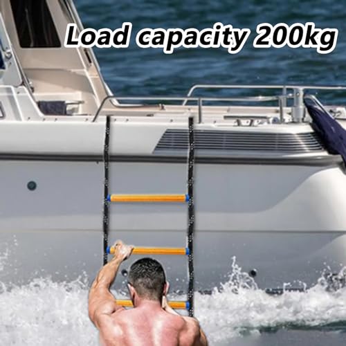 5-Stufen Bootsleiter Marine-Strickleiter, Feuerleiter Kletterhilfe für Jagd, Klappbar Abnehmbar für Schlauchboot Kajak