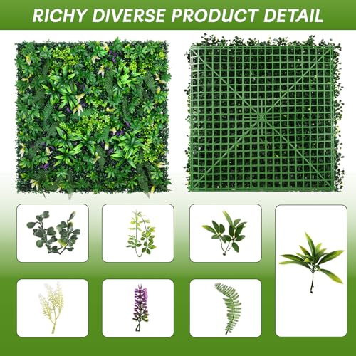 Artificial Grass Wall Panels 20"x20"(16pcs), Hedge Green Wall Decor Backdrop, UV-Anti Fake Greenery Plant Wall Boxwood Panels for Privacy Fence Screen Outdoor Indoor Wedding Garden Backyard - Image 2