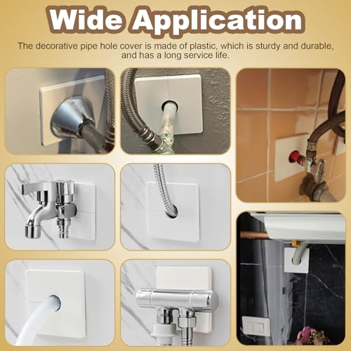 Juvielich Wall Split Flange Toilet Pipe Flange Cover 28mm/1.1inch,Plumbing Cover Self Adhesive Wall mounted Kitchen Split Flange Escutcheon Plates ABS Square Water Pipe Decorative Cover White 2Pcs
