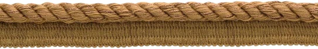 3/8" (1cm) Twisted Rope Cord with Lip | Cord Trim (Style# 0038S) Oak Brown #E20 (Light Warm Brown) 8 Yard Value Pack (7m/24 ft)