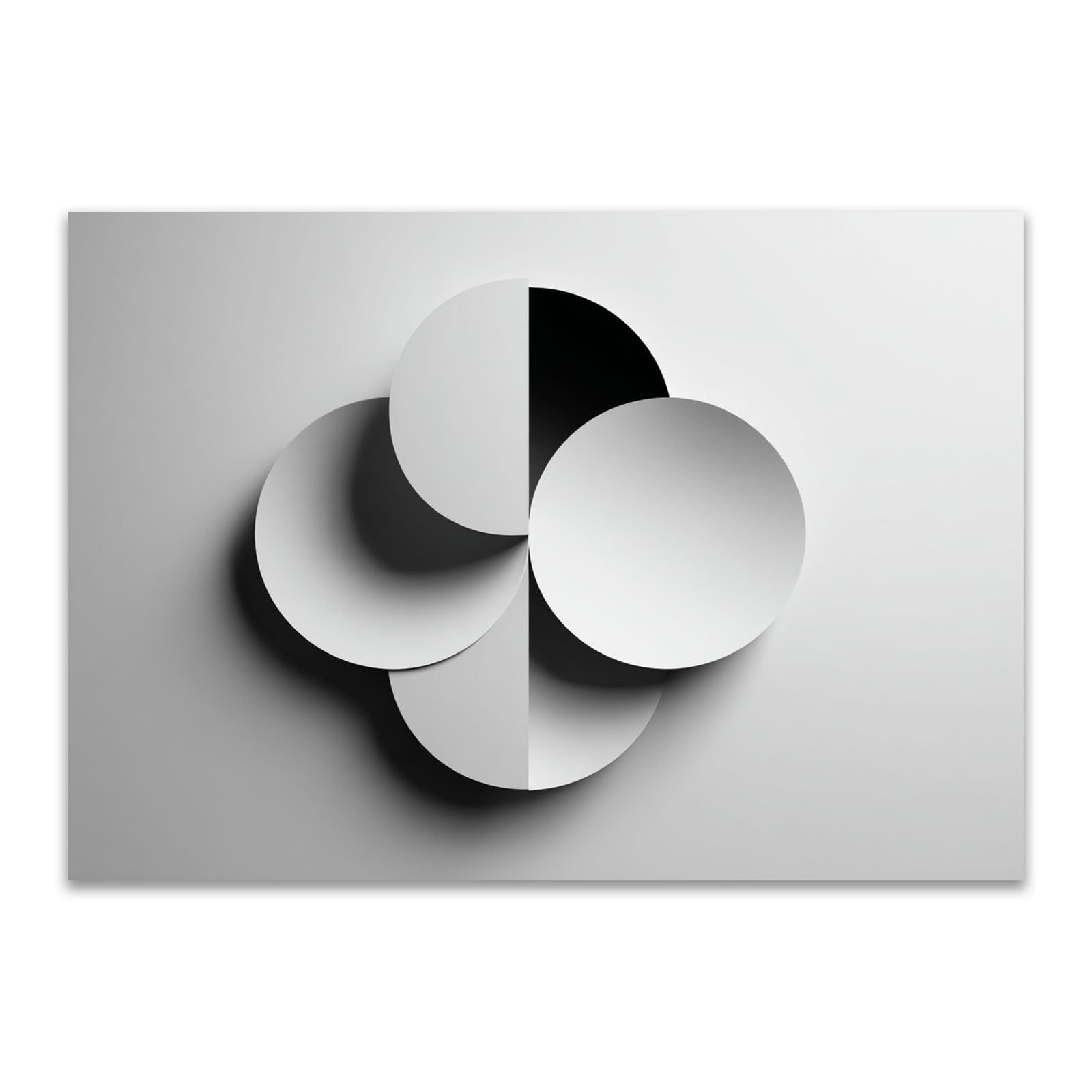 HUYEEI Black White Abstract Art Canvas Paintings, Geometric Circle, Grey Neutral Wall Art for Living Room, For Bathroom Hallway, bedroom etc.(Black and White)-50x70cm Unframed