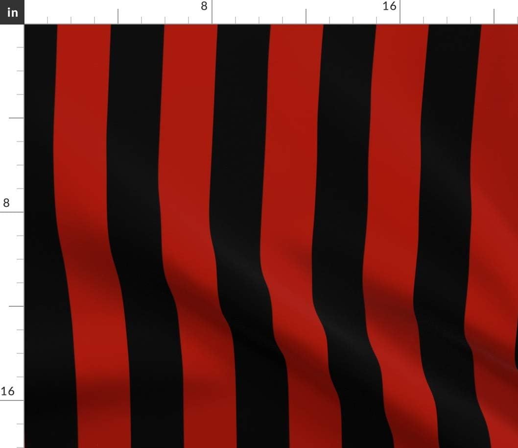 Spoonflower Fabric - Stripe Red Black Pirate Bold Vertical Printed on Petal Signature Cotton Fabric by The Yard - Sewing Quilting Apparel Crafts Decor
