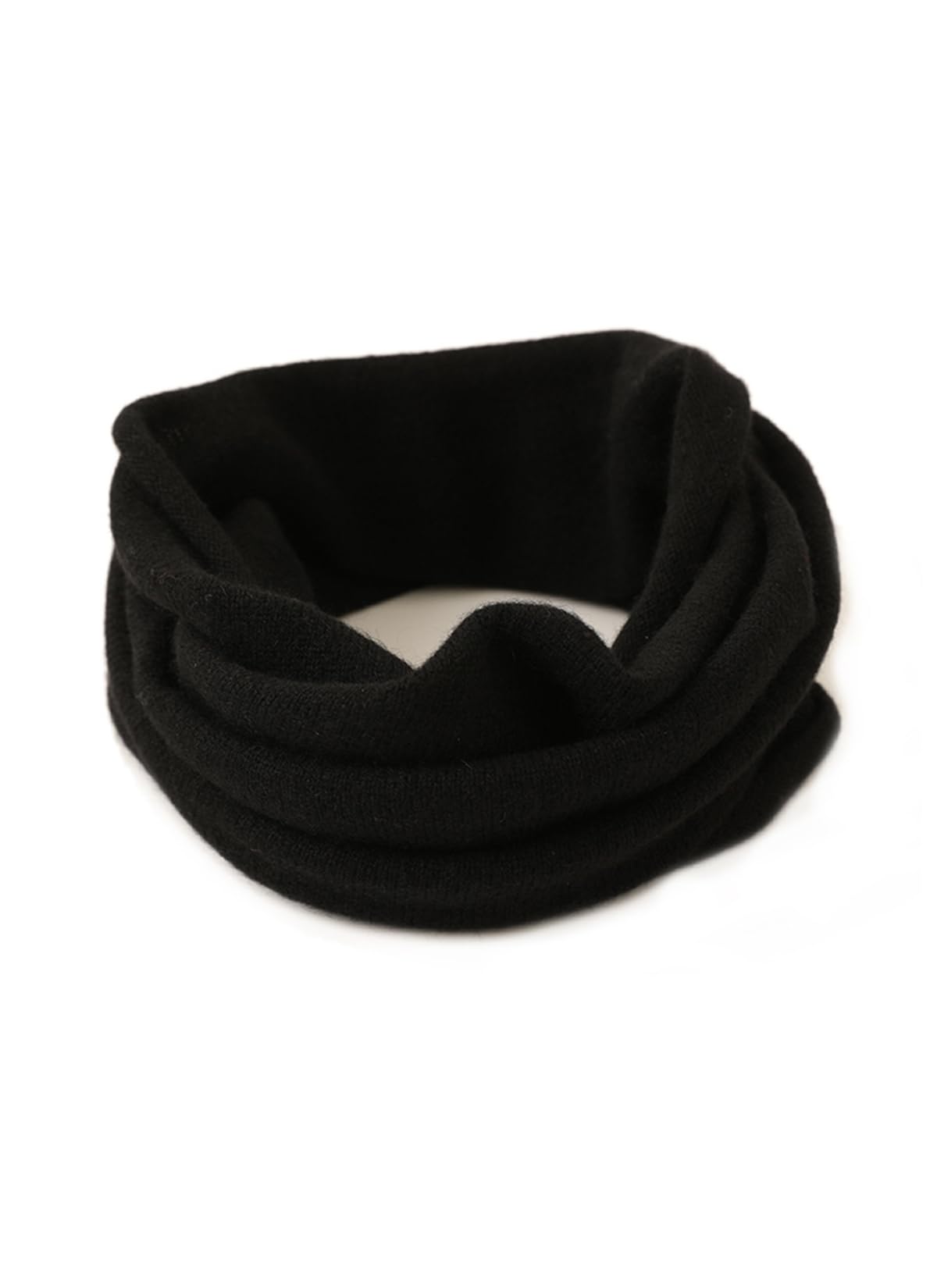 100% Kaschmir Loop Schal für Damen Herren, Weich Warm Gestrickte Schlauchschal Solid Farbe, Herbst Winter Rundschal Unisex Mode Kreis Halswärmer Winddicht Loop Strickschal, Warme Geschenk Black