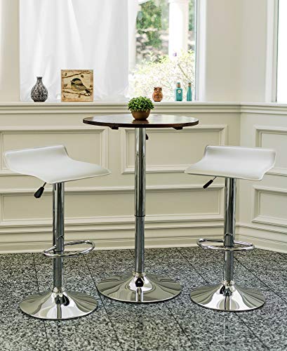 Image of Vogue Furniture Direct Adjustable Bar Stools Set of 2, Modern Swivel PU Leather Airlift Barstools, Backless Kitchen Counter Height Bar Chair for Dining Room (White)