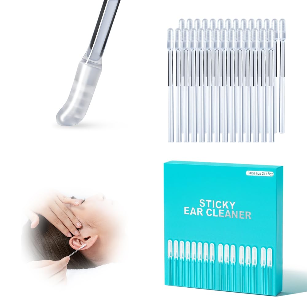 Reusable Sticky Ear Cleaning Stick,2026 Upgraded Adhesive Earwax Swabs,Gentle Earwax Removal Tools for Adults Home (1 Set/24PC)