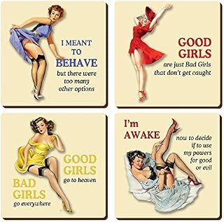 50' Pin Up Coaster Set - Cream (4)
