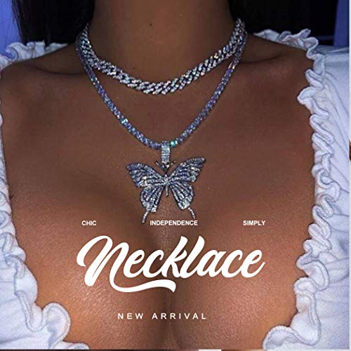 EARENT Butterfly Necklace Rhinestone Necklaces Jewelry for Women4