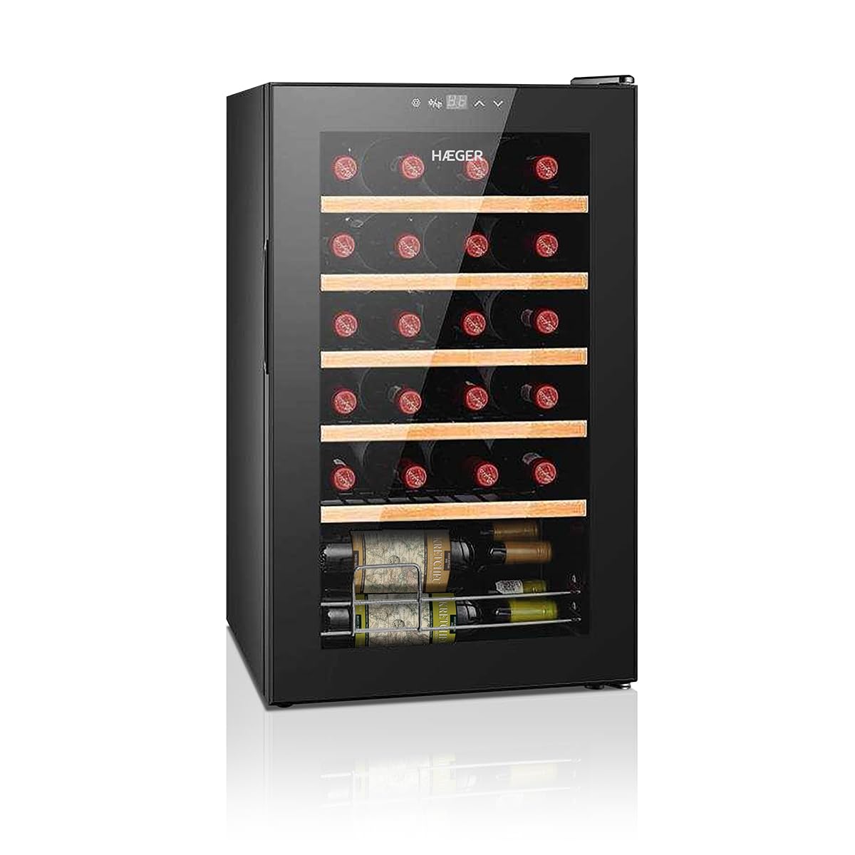 HAEGER Vinoteca Chateaux 24-24 Botellas, luz interior, 6º C - 20º C, Silenciosa, Panel de control táctil