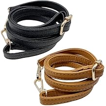 Yayatty 2 PCS Replacement Leather Bag Handles, Adjustable Purse Strap Handbags Shoulder Replacement Handbag Shoulder Bag for DIY Purse Making Handmade Bag, Brown and Black