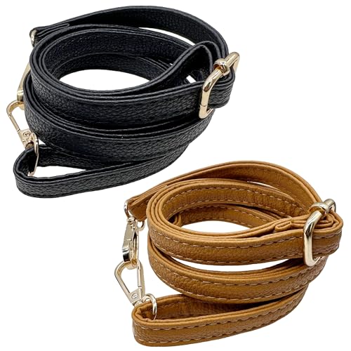 Yayatty 2 PCS Replacement Leather Bag Handles, Adjustable Purse Strap Handbags Shoulder Replacement Handbag Shoulder Bag for DIY Purse Making Handmade Bag, Brown and Black by Yayatty - Used condition - US$8.05