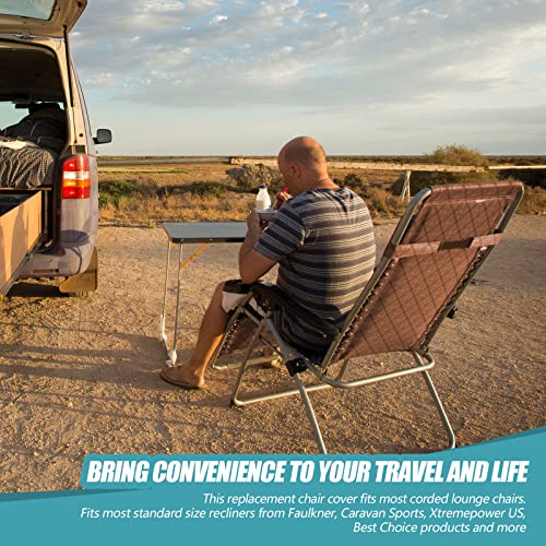 Queekay Zero Gravity Chair Replacement Fabric With 4 Bungee Cord Anti Gravity Lounge Chair Cloth Mesh Zero Gravity Chair Repair Kit For Patio Recliner Chair Outdoor Lawn Pool Sling Chair, Brown #TOP5