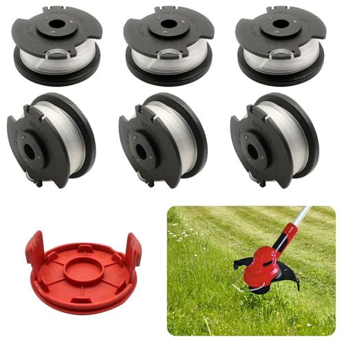 SWTHM HT21-401-003-03 String Trimmer Spool Fit for Hyper Tough, 0.06" 17FT String Trimmer Replacement Spool Line, 20V MAX Cordless String Trimmer Spool Replacement HT22-401-03-05 (6 Spools+1 Cap)