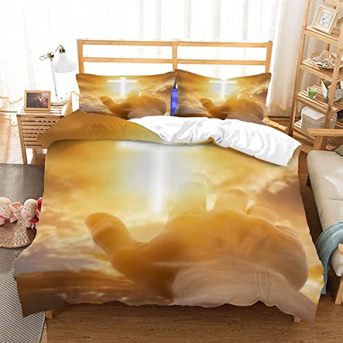 Deymote 3 Pieces Duvet Cover Set Gospel Bedding Set Ultra Soft Theme Quilt Cover for Kids Colorful Home Decoration（180X220Cm）