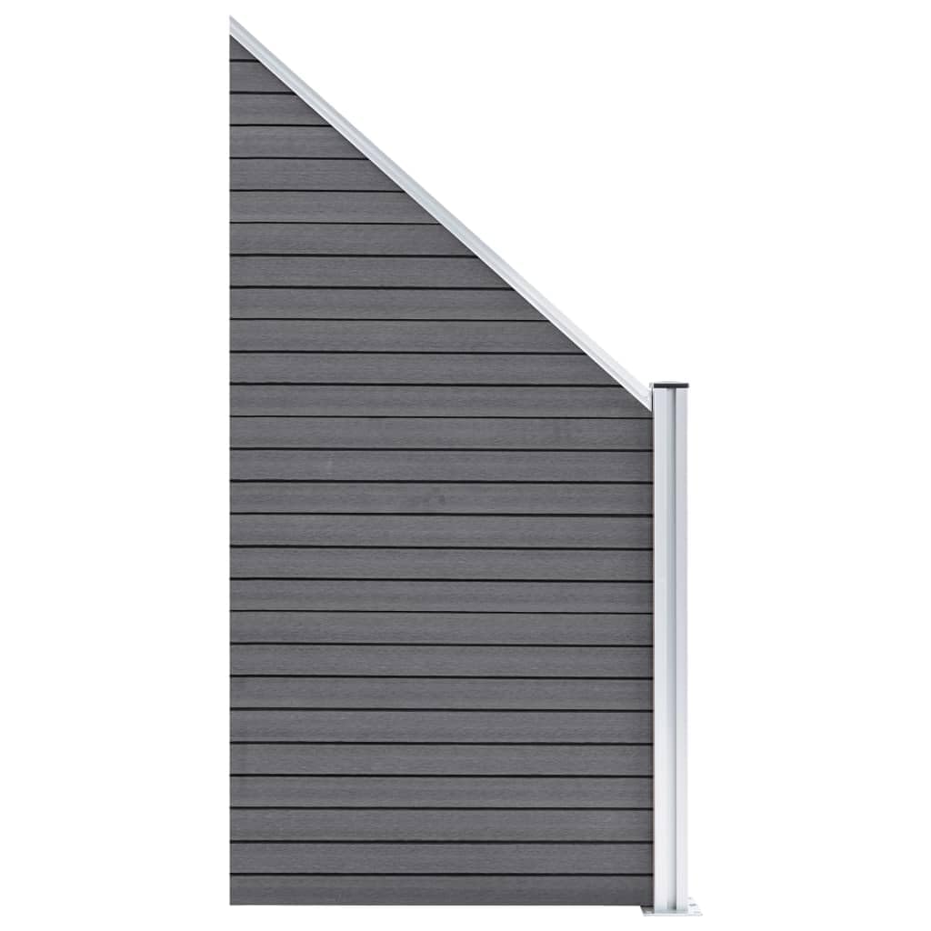 Recinzione WPC Modulare Grigia per Giardino con Pali, 1830x186 cm | Pannelli frangivento modulari per giardino ed esterno. Struttura in WPC e alluminio per massima privacy.