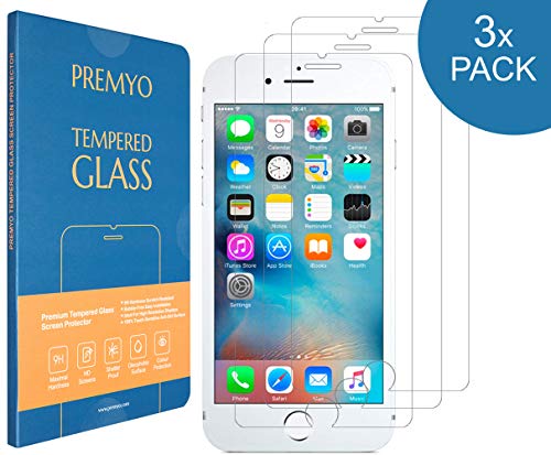 PREMYO Lot de 3 Verre Trempé Protection Écran Compatible avec iPhone 8 7 6s - sans Bulles Anti-Rayures Résistant 9H