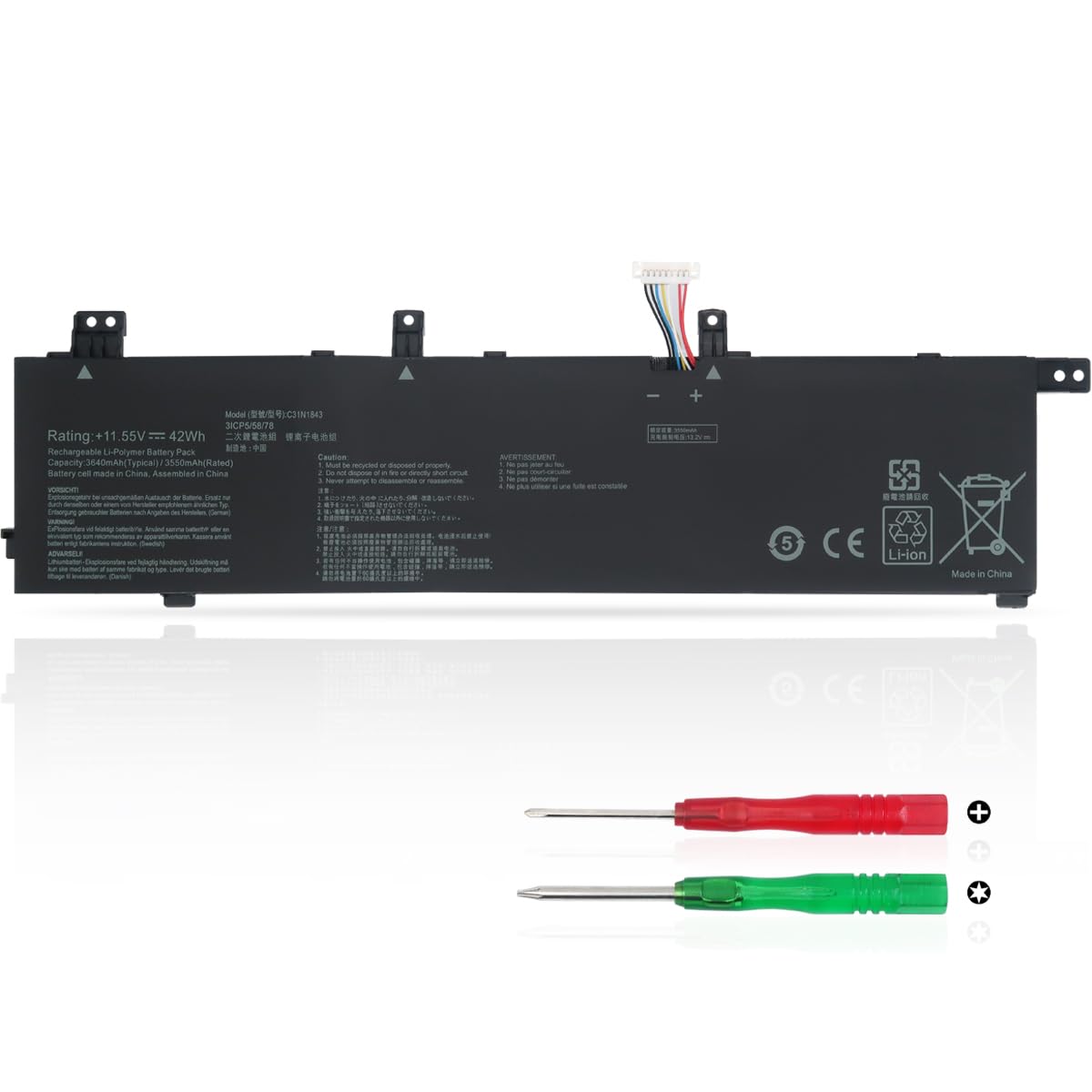C31N1843 Batterie pour ASUS VivoBook S14 S432F S432FA S432FL S15 S532F S532FA S532FL X432FA X432FL X432FLC X532FL X532FLC X532FA 3ICP5/58/78 11.55V 42Wh