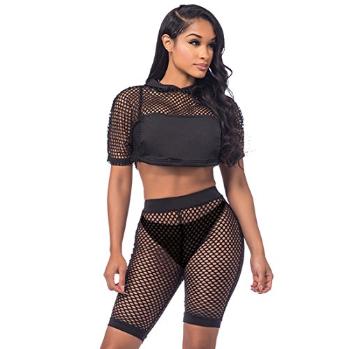 Sedrinuo Summer Bikini Mesh Cover Up Sets Sexy Women Swimwear Swimsuit Push Up, Black, X-Large #TOP1