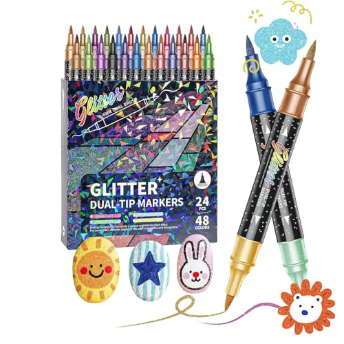 Glitter Markers For Kids | 14.8x1.2cm Quick-Drying Water-Based Ink, Creative Drawing Companion Glitter Pens Paint Markers Set,fo