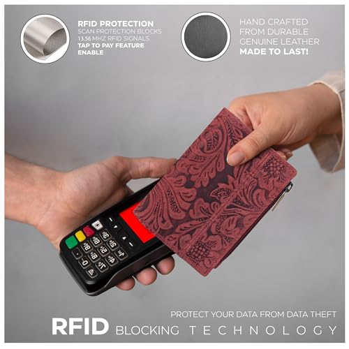 Image of Oak Leathers Wallet For Women Full Grain Leather - Small RFID Coin Purse Credit Card & ID Holder for Ladies,Bifold Wallets for Teenager | Small