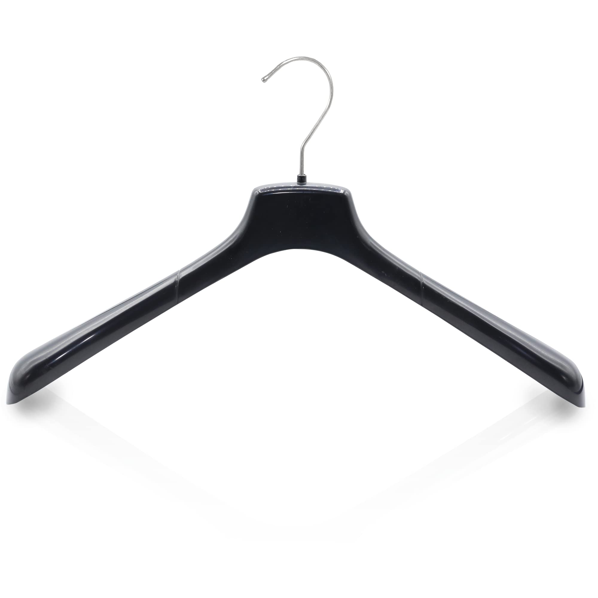 Kiroplast 15 Grucce Appendiabiti Capospalla Appendini Giacche Cappotti Abiti Spalla Larga Lucide (42, Nero Lucido Gancio Argento)