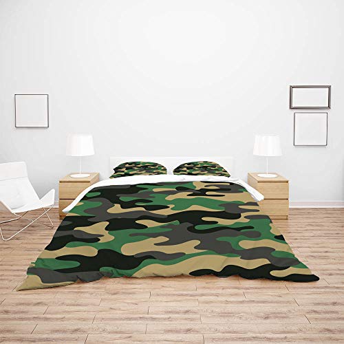 Parure de lit camouflage tissu polyester résistant lit Queen Size - 4