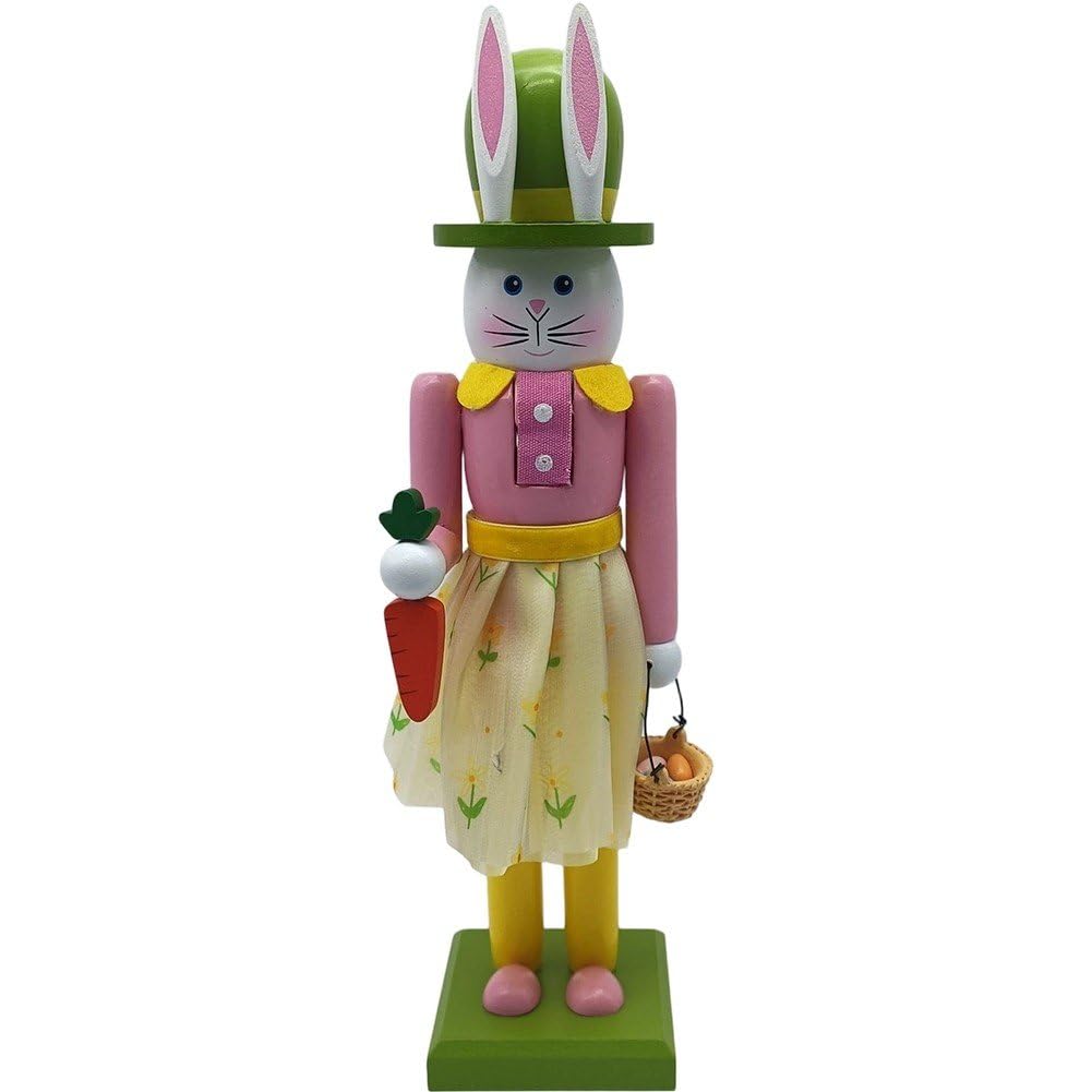 Casse-Noisette Lapin de Pâques et statuettes en bois pour ornements de maison