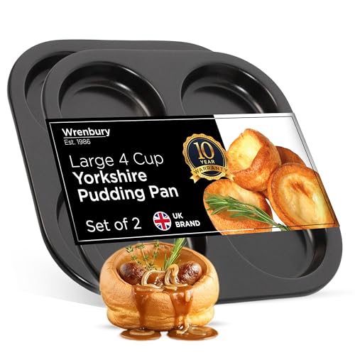 Wrenbury Yorkshire Pudding Tray 4 Cup Twin Pack | Non Stick Heavy Gauge