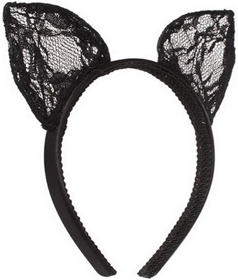 Black Plastic Lace Cat Ears Headband Woman Sexy Cute Fancy Dress Cat Hairband Headwear Hair Accessories for Cosplay Masquerade Party - Image 2