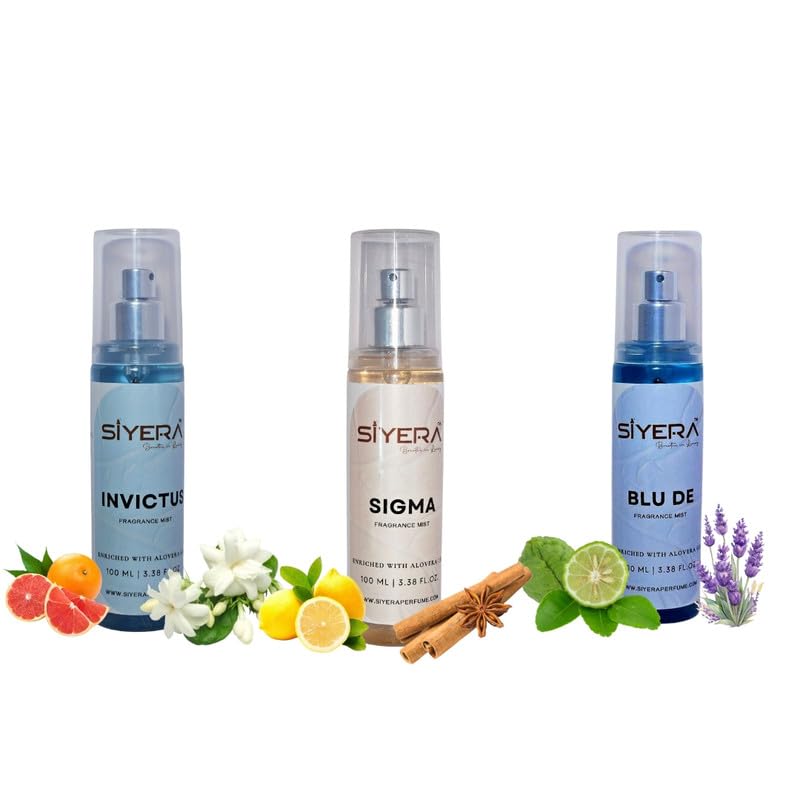 Body Mist Combo Pack of 3 (Siyera Blue Day, Invectos & Sigma) | Long Lasting Unisex Fragrance Mist | Enriched with Aloe Vera Gel | Premium Body Spray for Daily Freshness | 100ml Each-image-31