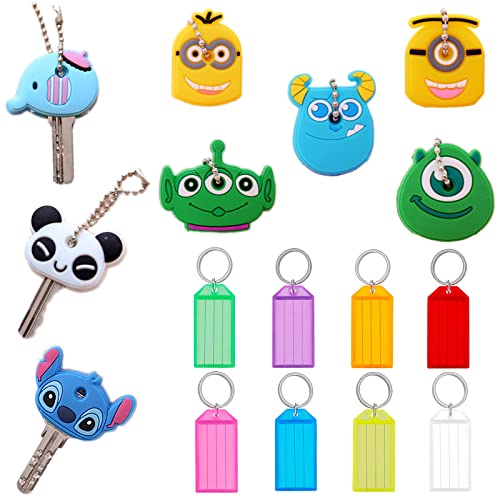 SUpoetry 16 pièces Etiquette Clef, Couvre-capuchon de Clé, Étiquettes de Porte-clés de Couleur, Porte-clés de Couleur, pour Marquer Différentes Clés Cover