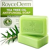 Roycederm Antifungal Bar Soap - Tea tree Oil Soap - Athlete’s Foot Treatment for Jock Itch & Ringworm - Medicated Antifungal Soap with Clotrimazole 1% - Tea Tree Oil Scent, 1 Pack
