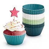Silicone Cupcake Liners Baking Cups 24 Pack - Reusable Non-Stick Muffin Cupcake Liners for Baking, S
