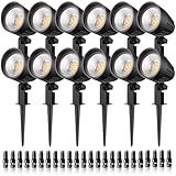 CRODIAL Low Voltage Landscape Lighting, 15W LED Landscape Spotlights with Connectors 12V-24V AC/DC 3000K 6500K IP65 Waterproof Outdoor Warm White Spotlights for Yard, Garden, Pathway, House (12 Pack)