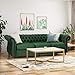 GDFStudio Tufted Jewel Toned Velvet Sofa with Scroll Arms, Emerald