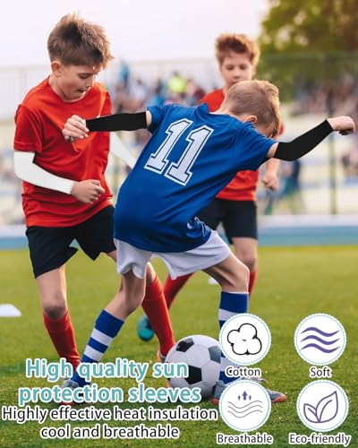 JUKOTA 4 Paare Armlinge Kinder,Anti-UV Kompressions Armschoner, Atmungsaktiv Arm Sleeve Ärmel Elastisch Baseball Volleyball Armschoner Schutz Uv Armmanschette Für Basketball Fußball Mädchen Jungen