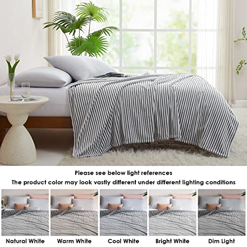Image of KMUSET Fluffy Blanket Throw - Single-Layer Lightweight & Warm, All-Season Home Decor,Home Decor,Cozy Blankets and Throws,Black&White,108 inchx90 inch