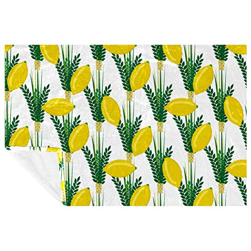 Couverture citron 150x100 cm en maille douce pour lit et canapé