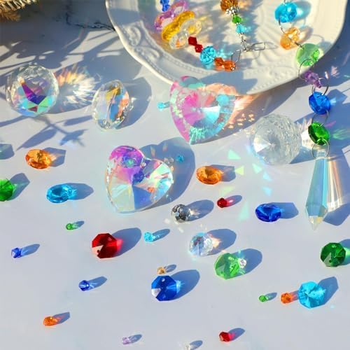 JOFONY 469pcs DIY Suncatcher Making Kits for Adults, Crystal Sun Catcher Arts and Crafts Supplies Set with Colorful Crystals Beads Rainbow Pendant for Living Room Window Garden Decoration - 2