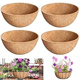 Riare 4 Pack 12 Inch Round Coco Liners Replacement, 100% Natural Coconut Coir Liners for Hanging Baskets, Garden Flower Vegetables Planter Pot, Window Box, Fence, Decks