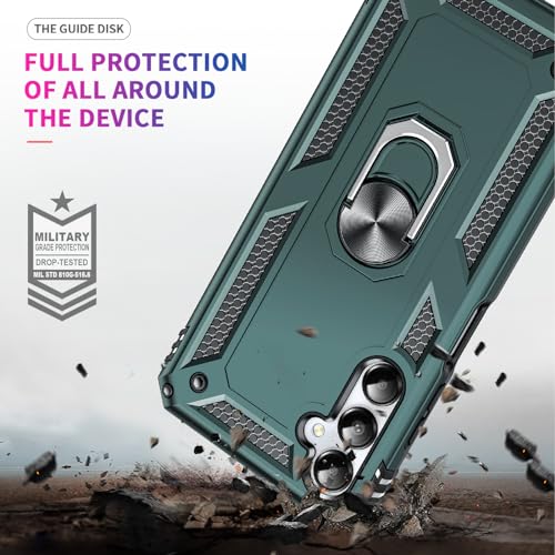 LeYi for Samsung Galaxy A05S Case and 2 Tempered Glass Screen Protector and 2 Camera Lens Protector, Ring Holder Military Protective Silicone Shockproof Tough Armor Phone Cover, Green - Image 5