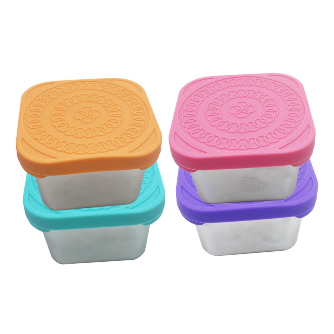 Contenitori in Silicone con per Snack Acciaio Inox Coperchio 4 Pezzi