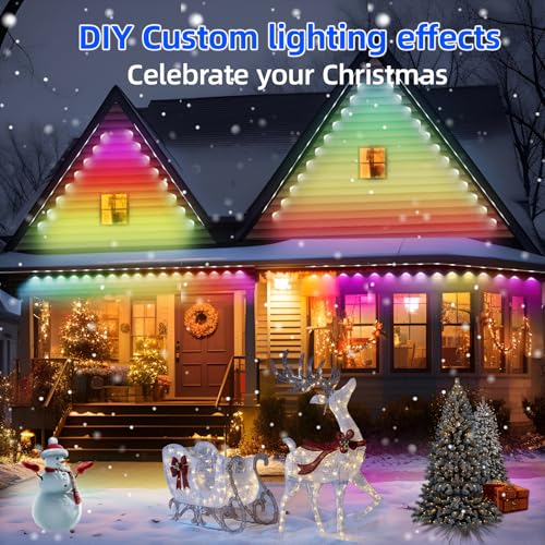 TOHETO Permanent Outdoor Lights Pro, 150ft with 108 RGB LED Lights for Daily and Accent Lighting,IP65 Waterproof Eaves String Lights with App & Remote,Smart Rainbow Light for Halloween,Christmas-150FT - Image 2