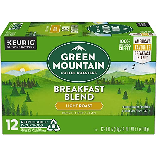 Green Mountain Coffee Roasters Breakfast Blend Single-Serve Keurig K-Cup Pods, Light Roast Coffee, 12 Count #TOP1