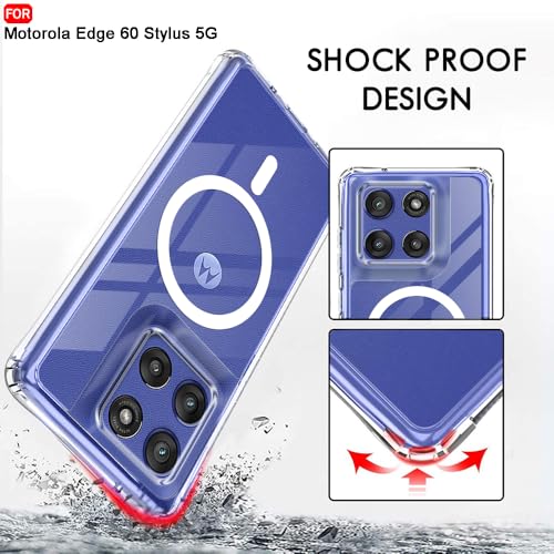 Image of TheGiftKart Ultra-Hybrid Crystal Clear Back Case Cover for Motorola Edge 60 Stylus | Shockproof Design | Hard Back Cover for Motorola Edge 60 Stylus (PC & TPU, Magsafe Compatible, Clear)