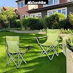 Eurohike Peak Folding Chair With Drinks Holder Arm Rests For Adults Kids Lightweight Portable Compact Ideal For Camping Festivals Picnics Beach Outdoor Events Green