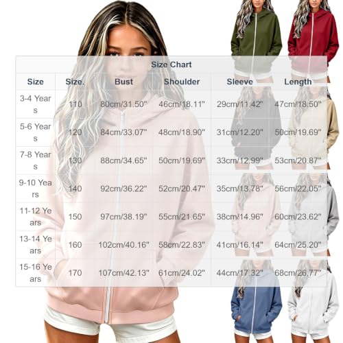 Hoodies for Boys Kids Zip Up Long Sleeve Sweatshirt Jacket Size 12-14 - image 4