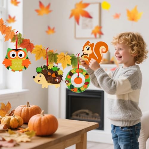Gigmeta 8 Herbst Tier Bastelsets für Kinder, Herbst Kreativsets, Moosgummi Aufkleber, Herbstdeko Bastelhandwerk, Kreative Kunsthandwerk für Deko für Jungen Mädchen Herbstszeit Thanksgiving Geburtstag