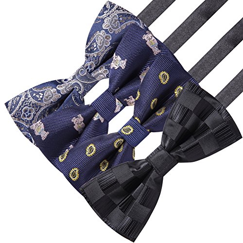 Image of AUSKY 8 PACKS Elegant Adjustable Pre-tied Bow Ties for Men Boys (1&4&5&6&8 Pack for option)