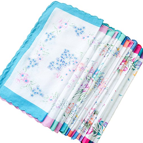 Cocousm Womens Vintage Floral Print Cotton Handkerchiefs Bulk 10 Pcs #TOP1